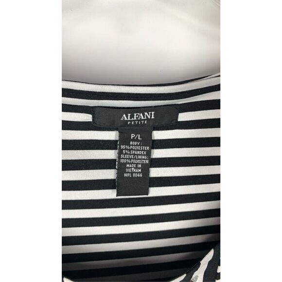 Alfani Women's Batwing Sheer Sleeves Blouson Top Black And White Size P/L - Picture 5 of 8